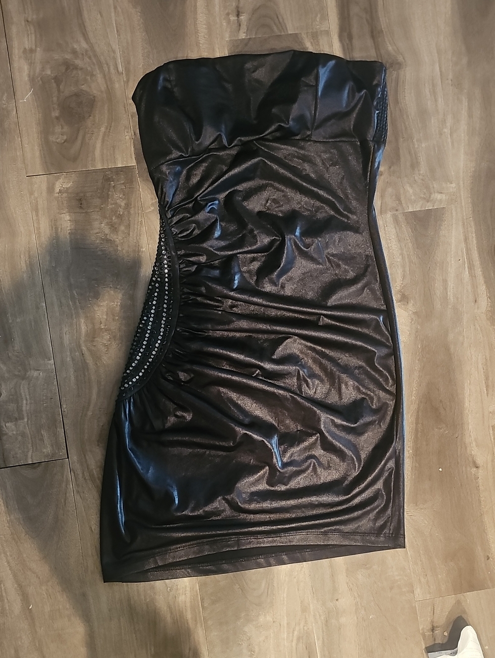 Strapless Black Ruched Party Dress